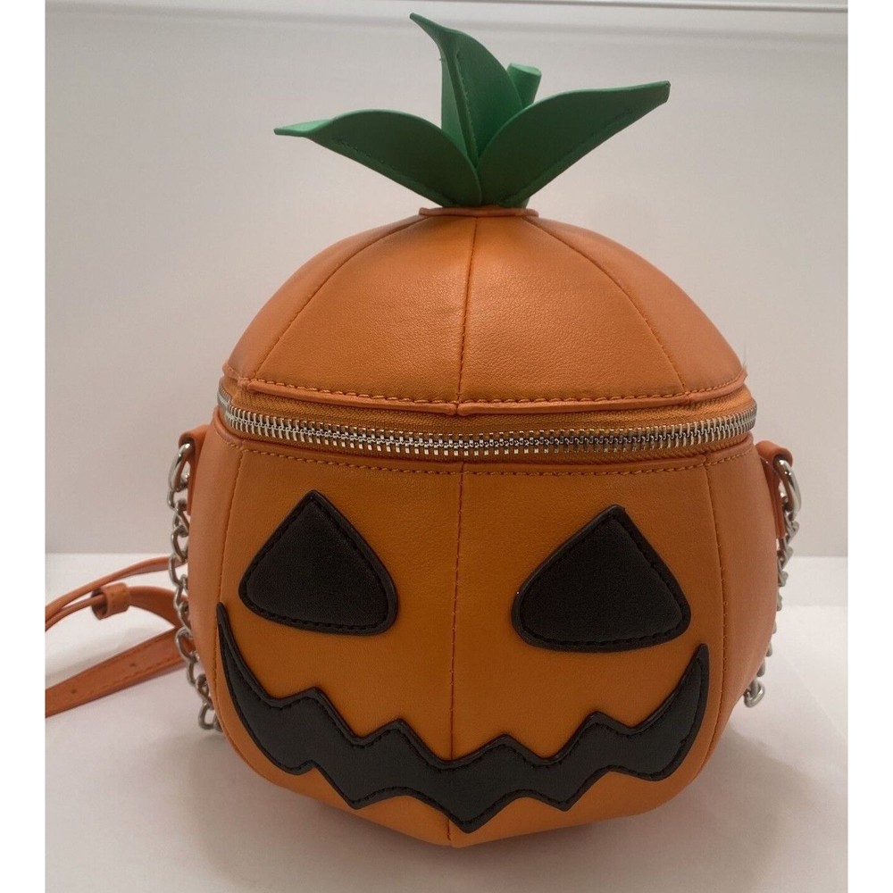 Mad Engine Halloween Pumpkin Jack O Lantern Purse Bag Orange Black Shoulder Bag